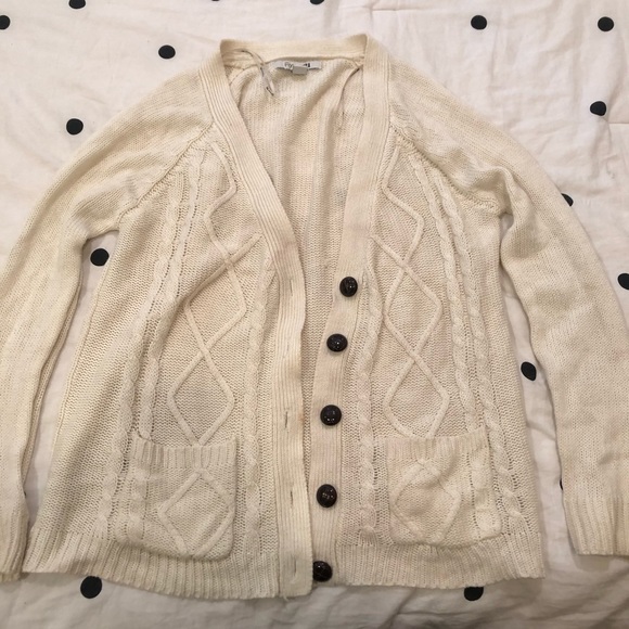 Forever 21 Sweaters - Knit Cream Cardigan with Brown Buttons